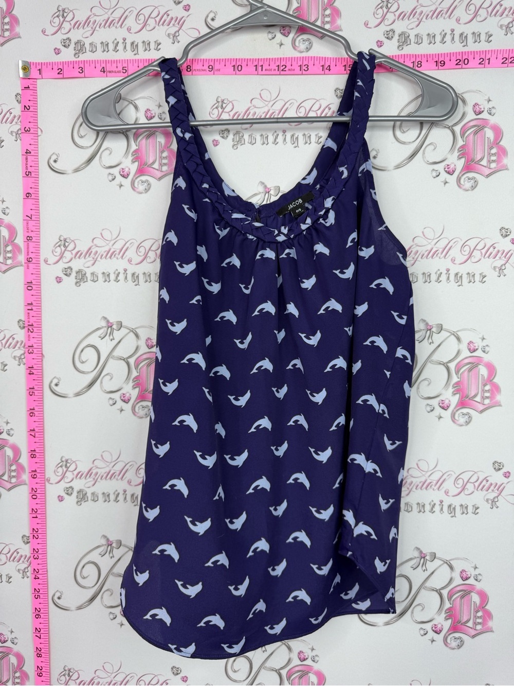 Jacob blue navy Purple Dolphin Print Sleeveless Top